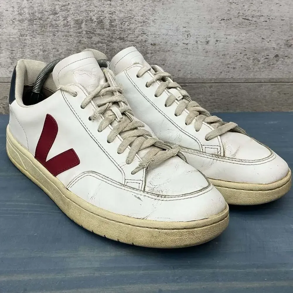 Veja V-12 Extra White Marsala Nautico Leather Sneakers Men’s US 10